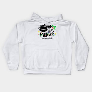 Masked And Merry Hospice Christmas Kids Hoodie